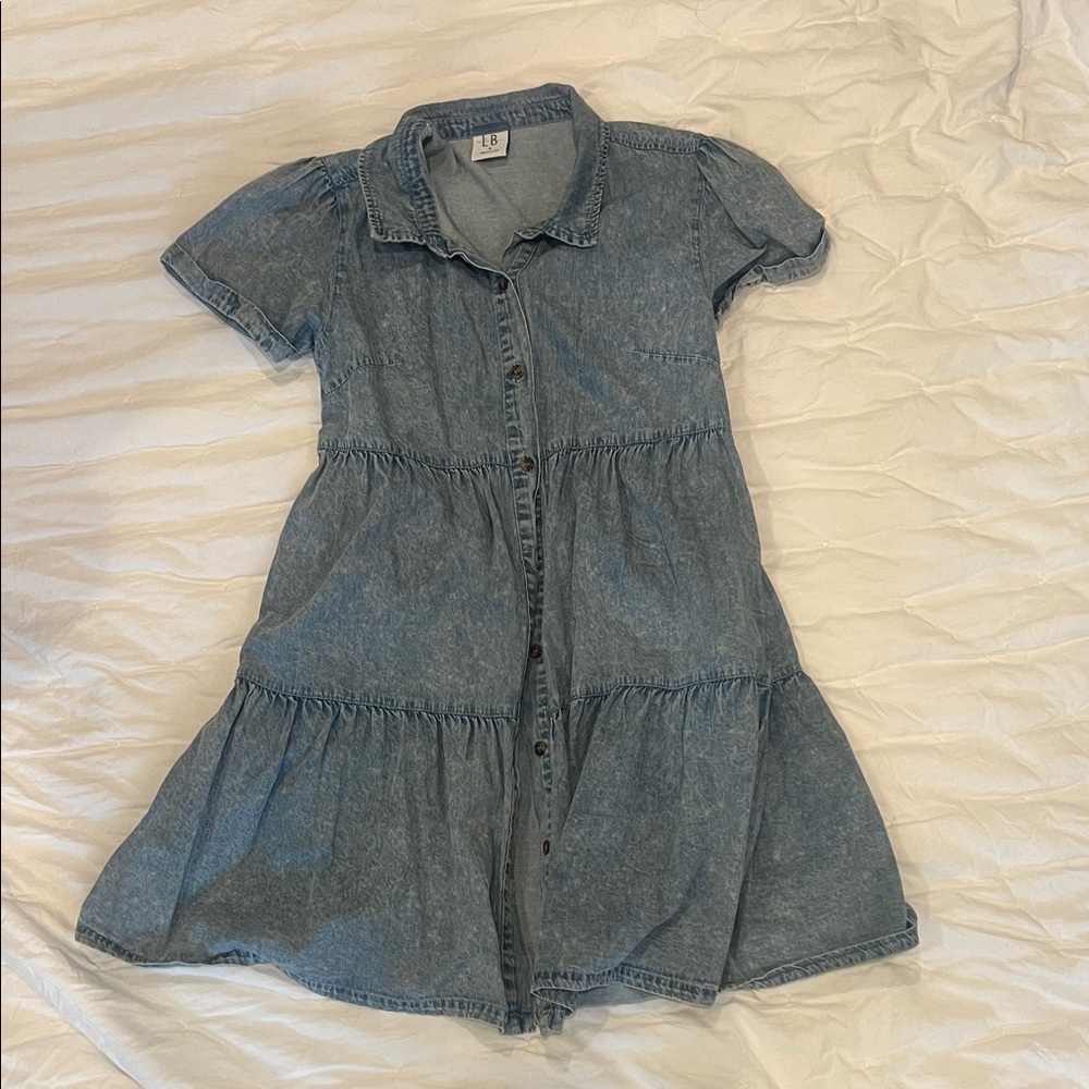 Little Bipsy Light Blue Tiered Denim Dress